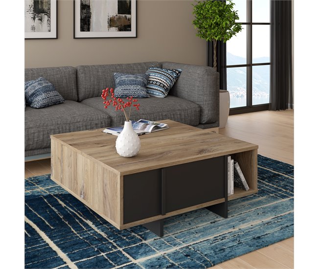 Conforama Mesa De Centro JOKKAZ Color Roble Y Negro