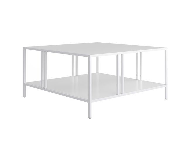 Conforama Mesa de centro Kumlinge cuadrada 40x80x80 cm - Blanco [en.casa]