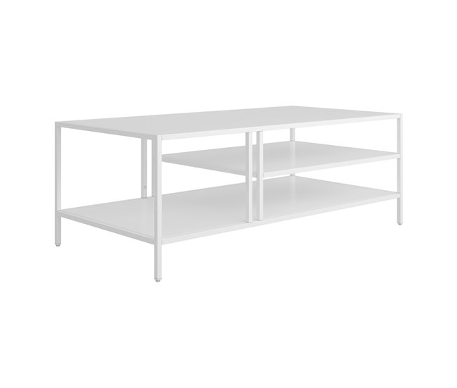 Conforama Mesa de centro Kumlinge rectangular 40x110x55 cm - Blanco [en.casa]