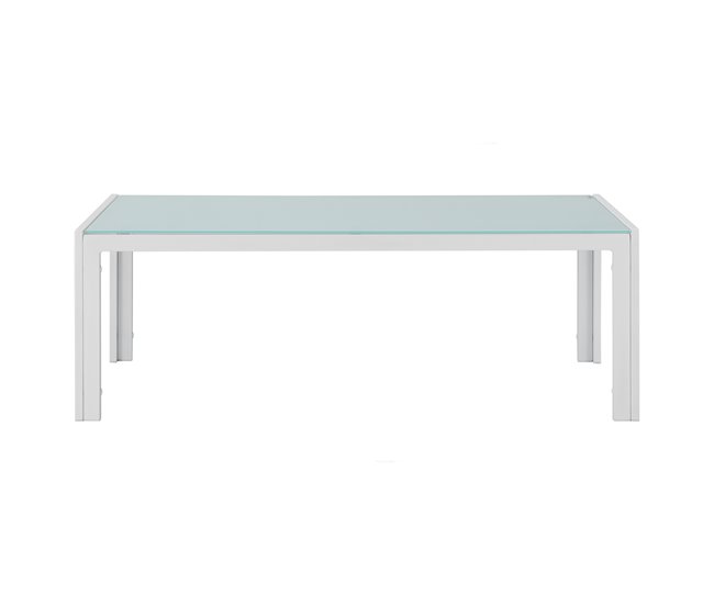 Conforama Mesa De Centro Lerum Para Jardín De Hierro Vidrio 100 X 50 X 35 Cm - Blanco [casa.pro]