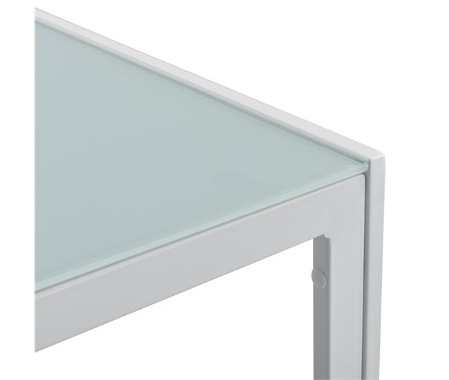 Conforama Mesa De Centro Lerum Para Jardín De Hierro Vidrio 100 X 50 X 35 Cm - Blanco [casa.pro]