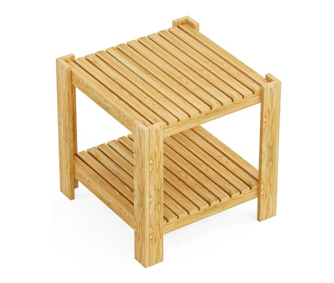 Conforama Mesa De Centro Malax Cuadrada 1 Estante Pino 54x54x45cm - Natural [en.casa]