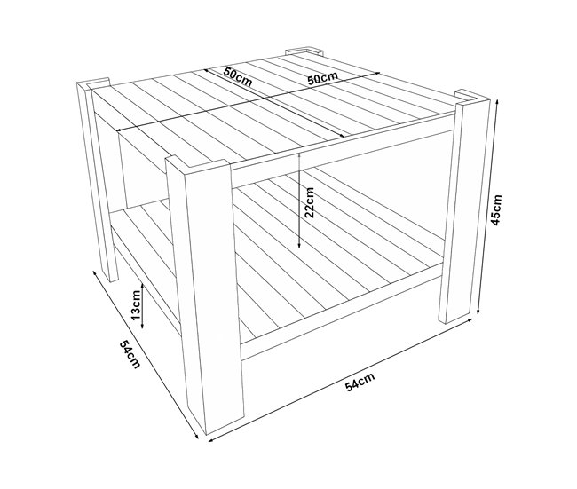 Conforama Mesa De Centro Malax Cuadrada 1 Estante Pino 54x54x45cm - Natural [en.casa]