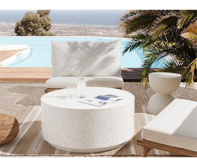 Conforama Mesa De Centro Redonda Efecto Terrazo Blanco TREZZO