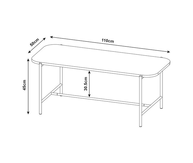 Conforama Mesa De Centro Samnanger Acero Aglomerado 110x50x45cm - Negro [en.casa]