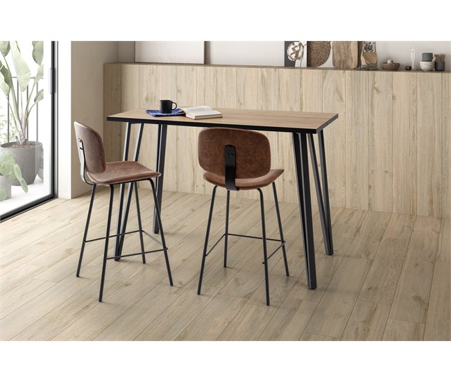 Conforama Mesa De Cocina Alta Fija DECO 140x70cm Natural Y Canto Bocamina