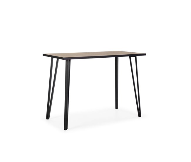 Conforama Mesa de cocina alta fija DECO 140x70cm natural y canto bocamina