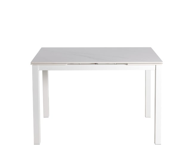 Conforama Mesa de cocina DIAMOND II extensible cerámica 110/170x70cm blanca