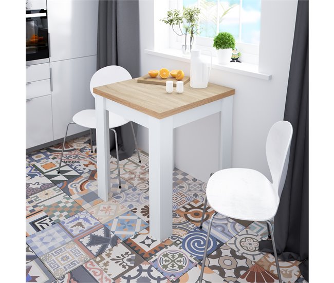 Conforama Mesa De Cocina Extensible VERNA Natural Y Blanco