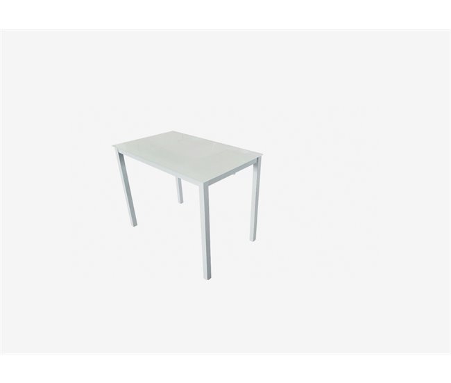 Conforama Mesa De Cocina Fija ALICE II Fija Cristal 100x60cm Blanca