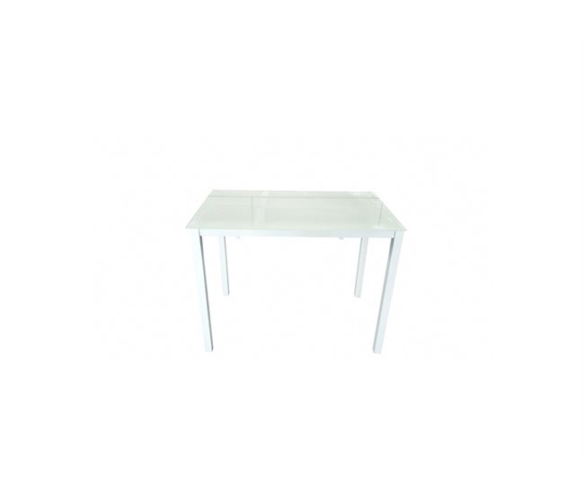 Conforama Mesa de cocina Fija ALICE II fija cristal 100x60cm blanca