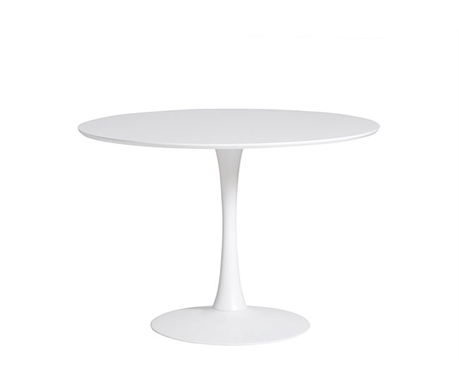 Conforama Mesa de cocina fija redonda RODA MDF diámetro 110x75cm blanco