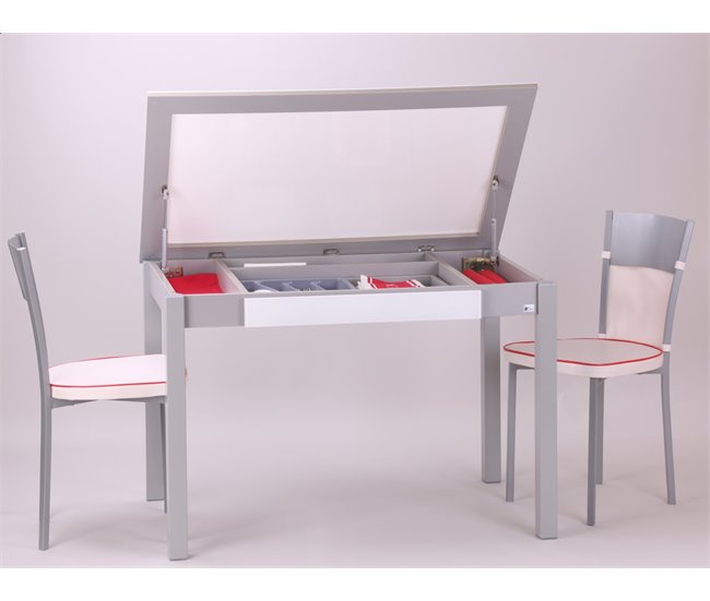 Conforama Mesa De Cocina SALSA Fija Cristal 110x70cm Blanco