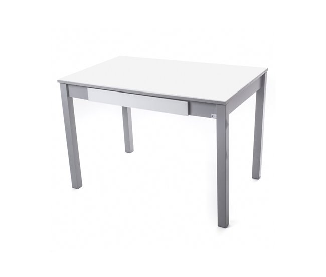 Conforama Mesa de cocina SALSA fija cristal 110x70cm blanco