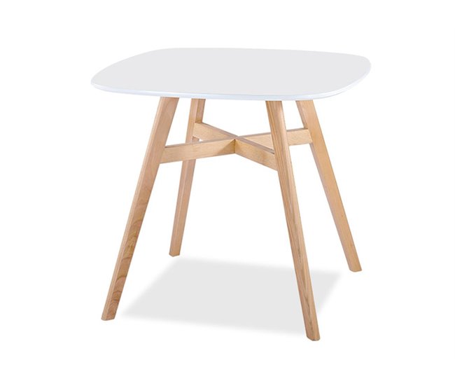 Conforama Mesa de cocina VILNA fija blanco y madera
