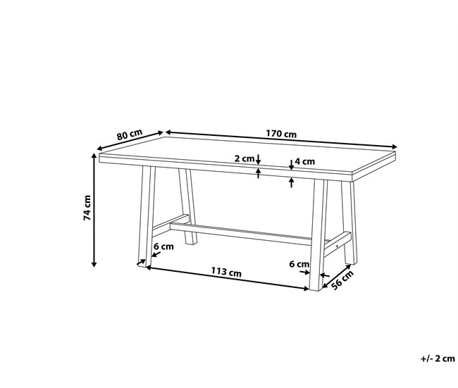 Conforama Mesa De Comedor De Madera De Acacia Clara/negro 170 X 80 Cm SCANIA