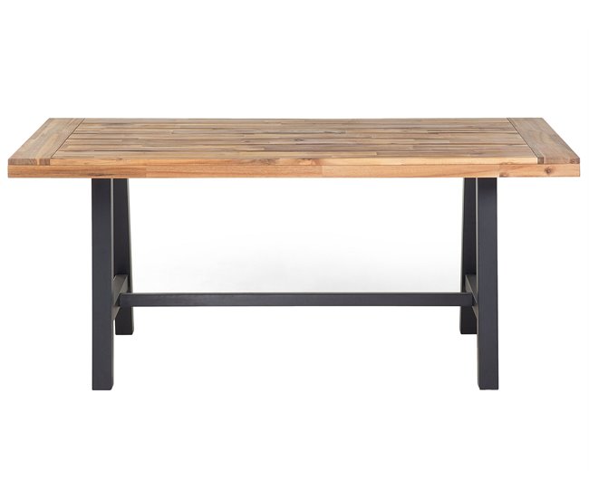 Conforama Mesa De Comedor De Madera De Acacia Clara/negro 170 X 80 Cm SCANIA