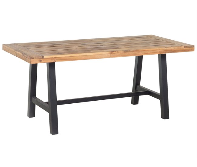 Conforama Mesa de comedor de madera de acacia clara/negro 170 x 80 cm SCANIA