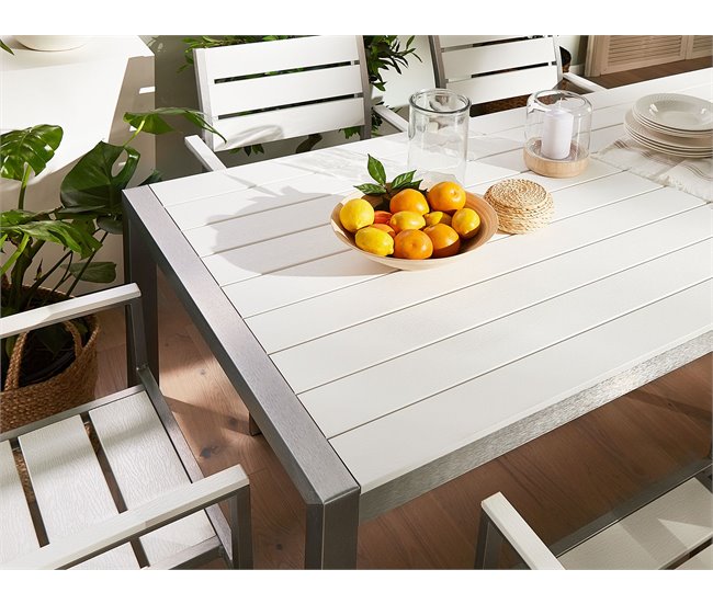 Conforama Mesa De Comedor De Metal Blanco/plateado 180 X 90 Cm VERNIO