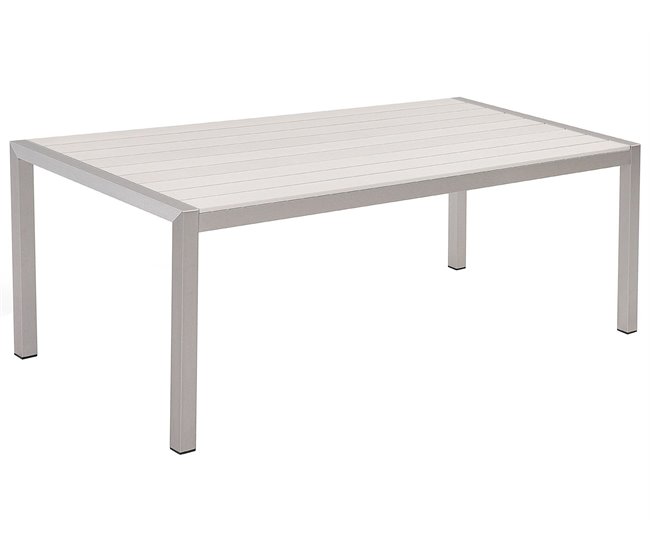 Conforama Mesa de comedor de metal blanco/plateado 180 x 90 cm VERNIO