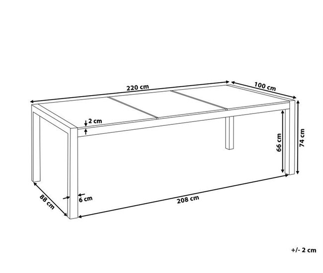 Conforama Mesa De Comedor De Metal/granito Negro/plateado 220 X 100 Cm GROSSETO