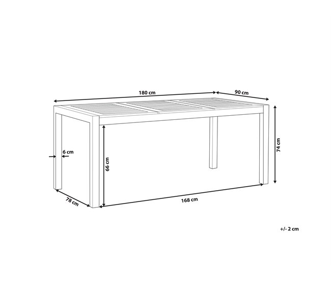 Conforama Mesa De Comedor De Metal/madera De Eucalipto Clara/plateado 180 X 90 Cm GROSSETO