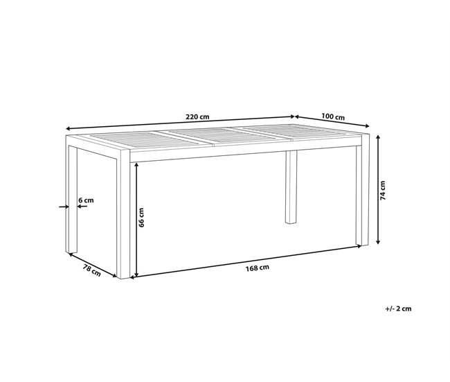 Conforama Mesa De Comedor De Metal/madera De Eucalipto Clara/plateado 220 X 100 Cm GROSSETO