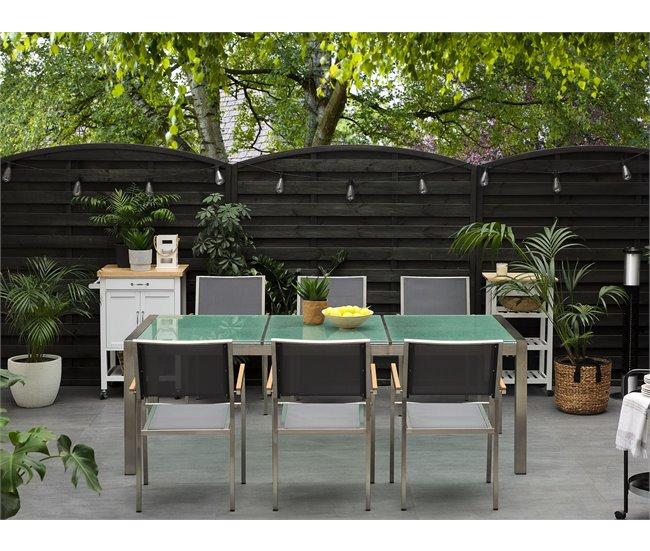 Conforama Mesa De Comedor De Metal/vidrio Templado Transparente/plateado 220 X 100 Cm GROSSETO