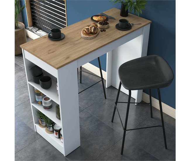 Conforama Mesa De Comedor Dpanucc Estante De Cocina Consola De Comedor Estante Rectangular Fijo 120x50h100 Cm Nogal Y Blanco