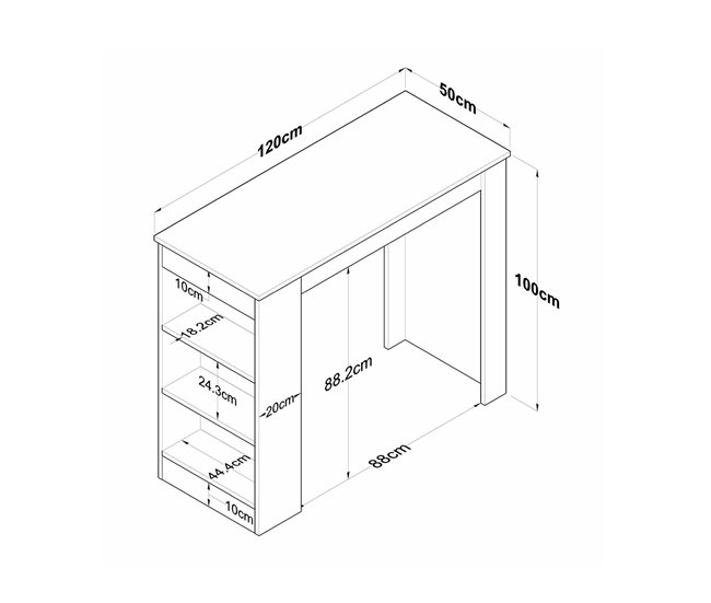 Conforama Mesa De Comedor Dpanucc Estante De Cocina Consola De Comedor Estante Rectangular Fijo 120x50h100 Cm Nogal Y Blanco