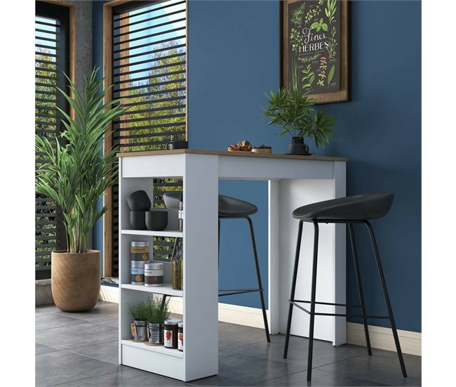 Conforama Mesa De Comedor Dpanucc Estante De Cocina Consola De Comedor Estante Rectangular Fijo 120x50h100 Cm Nogal Y Blanco