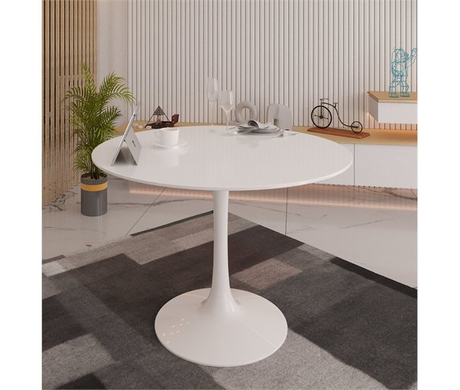 Conforama Mesa De Comedor Dpavard Mesa De Cocina Redonda Mesa De Comedor Mesa Con Tapa Multiusos 100x100h75 Cm Blanco
