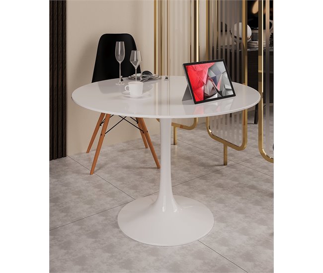 Conforama Mesa De Comedor Dpavard Mesa De Cocina Redonda Mesa De Comedor Mesa Con Tapa Multiusos 100x100h75 Cm Blanco