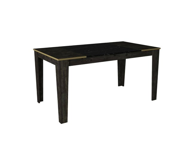Conforama Mesa de comedor Dpel Estante de cocina Consola de comedor Estante rectangular fijo 145x85h76 cm Negro y Oro