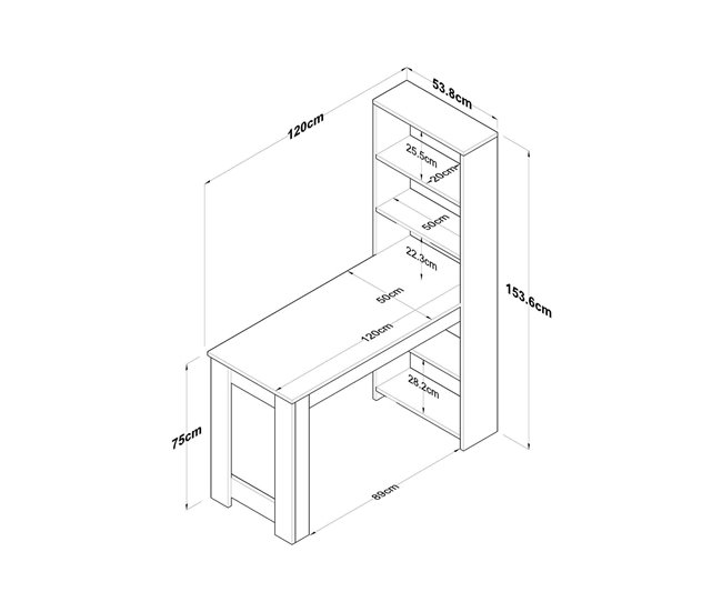 Conforama Mesa De Comedor Dpintaur Estante De Cocina Consola De Comedor Estante Rectangular Fijo 120x54h154 Cm Nogal Y Blanco