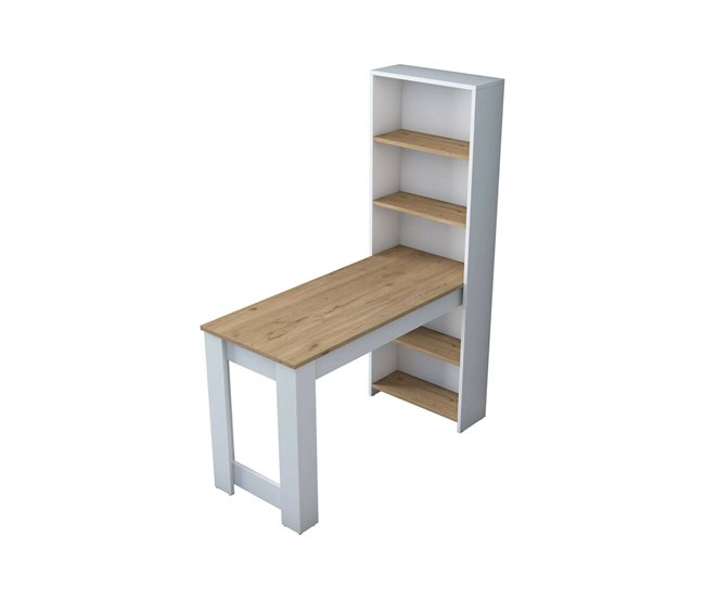 Conforama Mesa de comedor Dpintaur Estante de cocina Consola de comedor Estante rectangular fijo 120x54h154 cm Nogal y Blanco