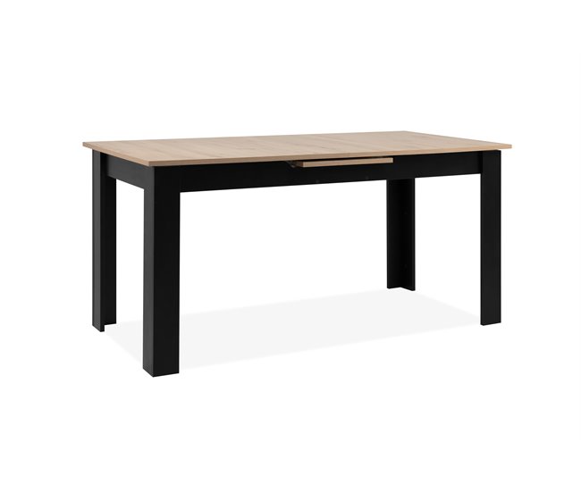 Conforama Mesa de comedor extensible roble y negro BIRMINGHAM