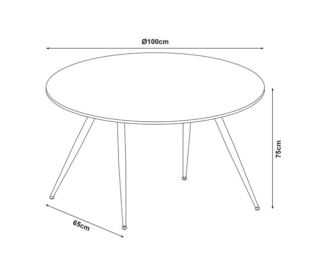 Conforama Mesa De Comedor Fitjar Redonda 4 Personas Acero MDF Ø 100x75 Cm - Efecto Hormigón [en.casa]