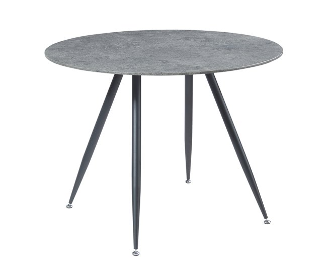 Conforama Mesa de comedor Fitjar redonda 4 personas acero MDF Ø 100x75 cm - Efecto hormigón [en.casa]