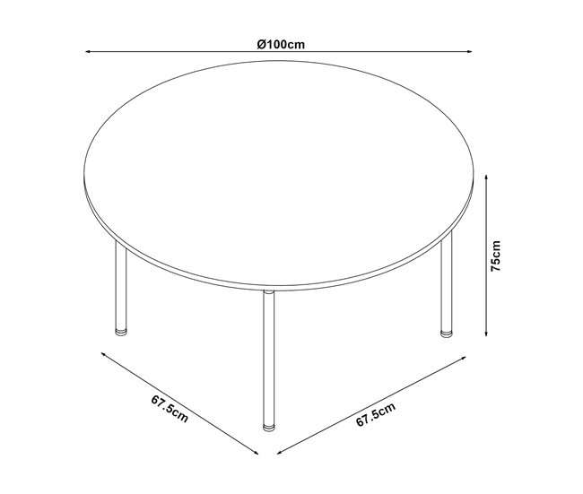 Conforama Mesa De Comedor Hemnes Redonda 4 Personas Acero MDF Ø 100x75 Cm - Efecto Roble Negro [en.casa]