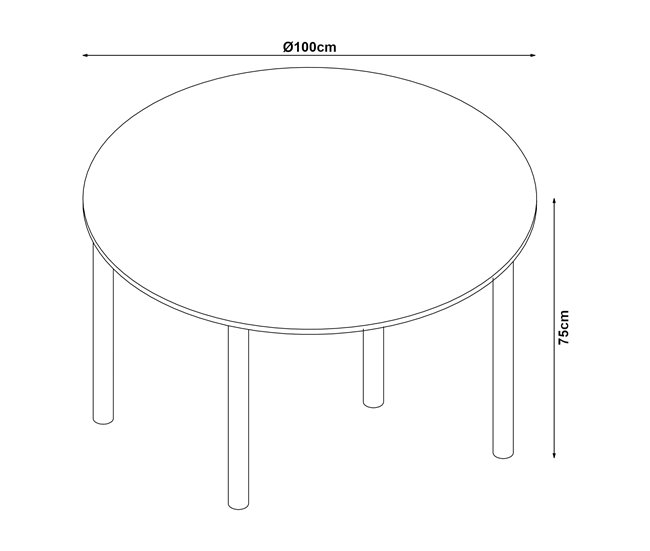 Conforama Mesa De Comedor Lindesberg Redonda 4 Personas Acero MDF Ø 100x75 Cm - Gris Negro [en.casa]