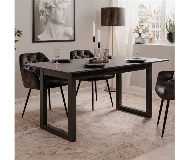 Conforama Mesa De Comedor Rectangular Extensible Efecto Pizarra Y Antracita L160-200 Cm - AUSTIN
