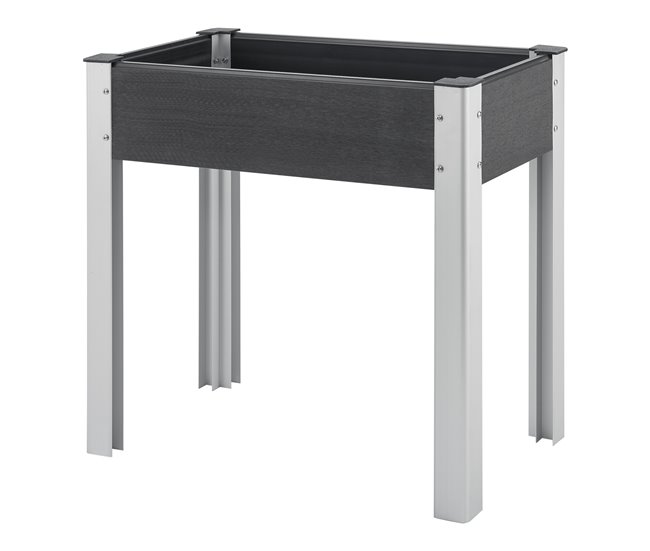 Conforama Mesa de cultivo Beverwijk aluminio WPC 75 x 40 x 75 cm gris oscuro [en.casa]