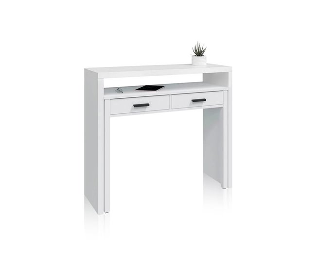 Conforama Mesa De Escritorio Extensible Zira Blanco Artik (Blanco Mate) - Negro 98 5 X 87 5 X 66 Cm