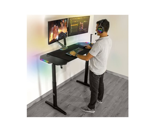 Conforama Mesa De Escritorio Spirit Of Gamer Headquarter 800 Negro Madera MDF 140 X 60 Cm