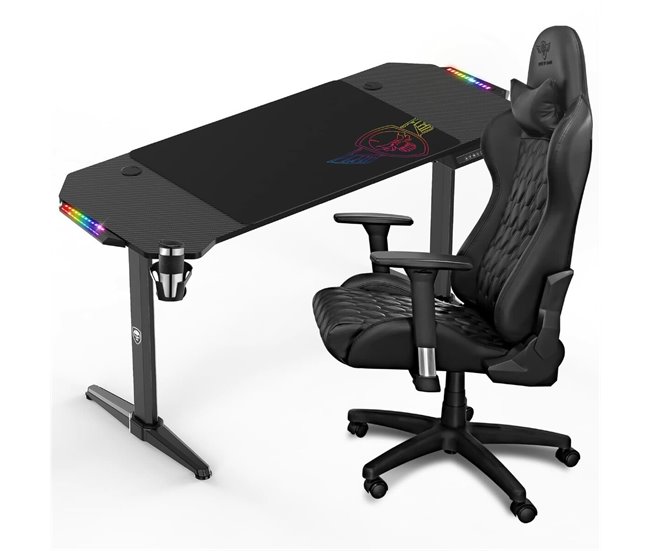 Conforama Mesa De Escritorio Spirit Of Gamer Headquarter 800 Negro Madera MDF 140 X 60 Cm