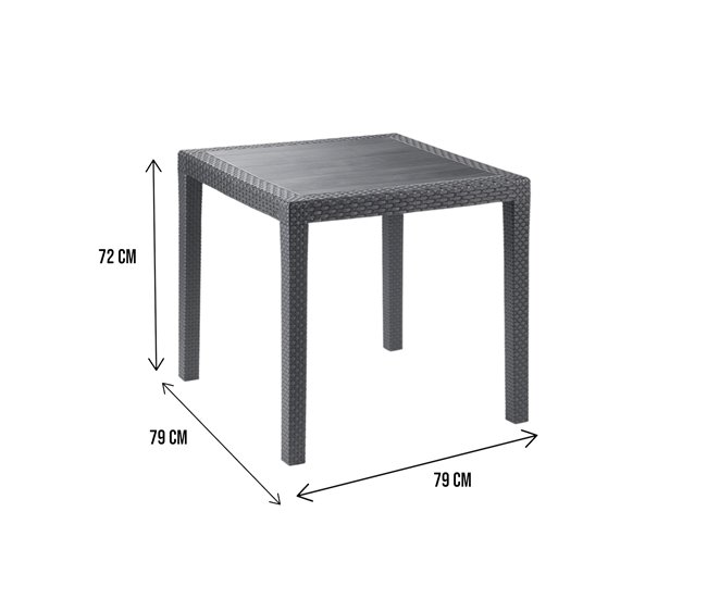Conforama Mesa De Exterior Daanan Mesa De Jardín Cuadrada Estante Fijo Efecto Ratán 100% Made In Italy 79x79h72 Cm Antracita
