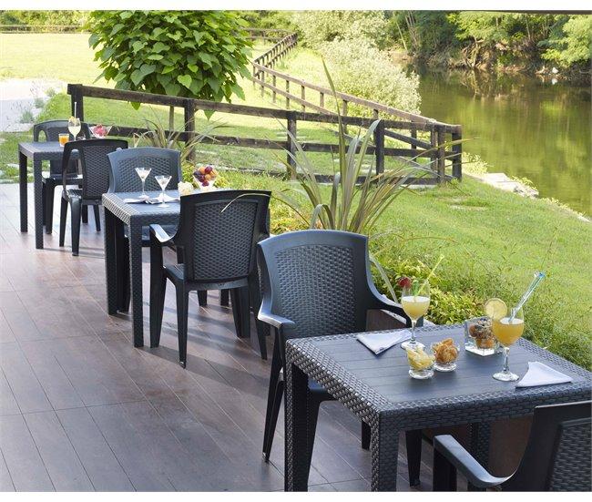 Conforama Mesa De Exterior Daanan Mesa De Jardín Cuadrada Estante Fijo Efecto Ratán 100% Made In Italy 79x79h72 Cm Antracita