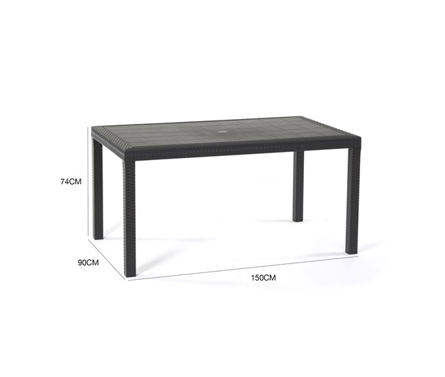 Conforama Mesa De Exterior Debueh Estante De Jardín Rectangular Mesa De Jardín Multiusos Efecto Ratán 100% Made In Italy 150x90h74 Cm Antracita