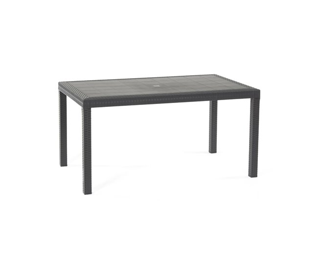 Conforama Mesa de exterior Debueh Estante de jardín rectangular Mesa de jardín multiusos efecto ratán 100% Made in Italy 150x90h74 cm Antracita